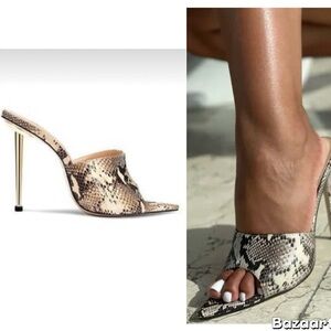 Femme LA Gianni Patent Mule Sandal in Python Size 38 / US 8